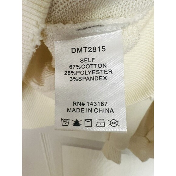 Dance & Marvel Womens Medium Cream Sweatshirt Distressed Slashed Cut Up - Picture 8 of 9